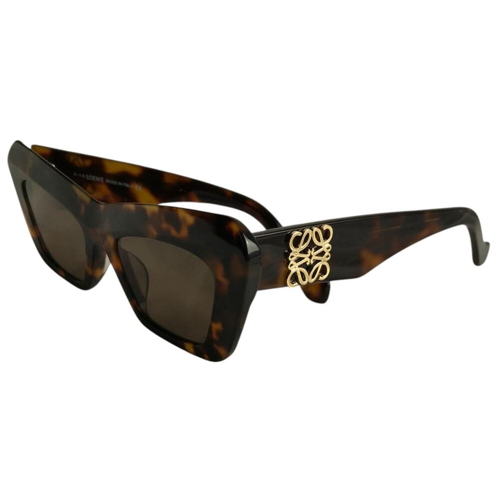 Loewe Sunglasses Women Tortoiseshell Frame Gold Trim Cat Eye Retro Acetate Italy - Picture 1 of 8